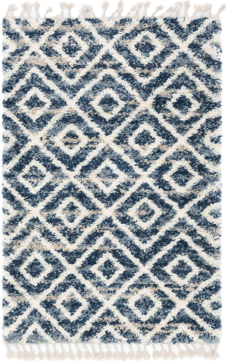Blue 4' 1 x 6' 1 Hygge Shag Rectangle Area Rug Thick Soft Touch Fluffy & Plush Shaggy Pile 100% Polypropylene With Jute Backing Modern Carpet for Sale at Rug Engine