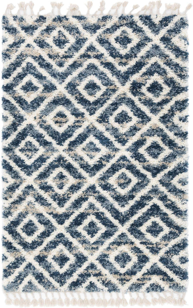 Blue 4' 1 x 6' 1 Hygge Shag Rectangle Area Rug Thick Soft Touch Fluffy & Plush Shaggy Pile 100% Polypropylene With Jute Backing Modern Carpet for Sale at Rug Engine