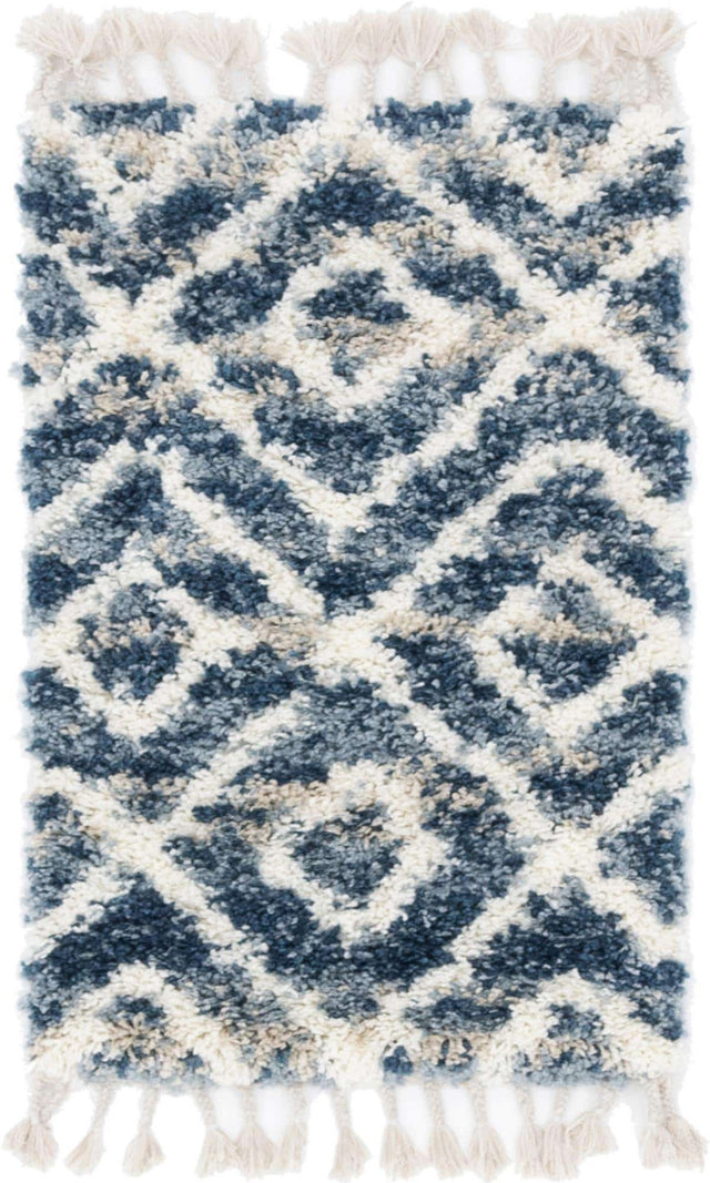 Blue 2' 2 x 3' 1 Hygge Shag Rectangle Area Rug Thick Soft Touch Fluffy & Plush Shaggy Pile 100% Polypropylene With Jute Backing Modern Carpet for Sale at Rug Engine