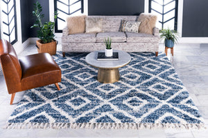 Blue 8' x 8' Hygge Shag Square Area Rug Thick Soft Touch Fluffy & Plush Shaggy Pile 100% Polypropylene With Jute Backing Modern Carpet for Sale at Rug Engine