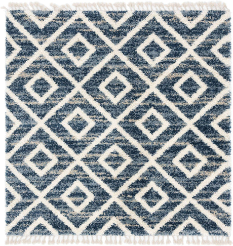 Blue 8' x 8' Hygge Shag Square Area Rug Thick Soft Touch Fluffy & Plush Shaggy Pile 100% Polypropylene With Jute Backing Modern Carpet for Sale at Rug Engine