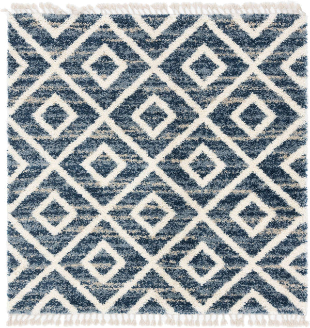 Blue 8' x 8' Hygge Shag Square Area Rug Thick Soft Touch Fluffy & Plush Shaggy Pile 100% Polypropylene With Jute Backing Modern Carpet for Sale at Rug Engine