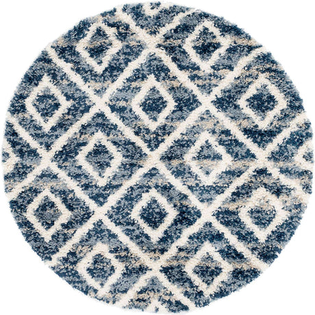 Blue 5' x 5' Hygge Shag Round Area Rug Thick Soft Touch Fluffy & Plush Shaggy Pile 100% Polypropylene With Jute Backing Modern Carpet for Sale at Rug Engine