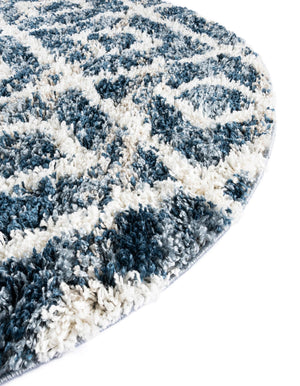 Blue 3' 3 x 3' 3 Hygge Shag Round Area Rug Thick Soft Touch Fluffy & Plush Shaggy Pile 100% Polypropylene With Jute Backing Modern Carpet for Sale at Rug Engine