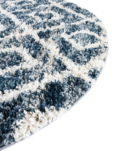 Blue 3' 3 x 3' 3 Hygge Shag Round Area Rug Thick Soft Touch Fluffy & Plush Shaggy Pile 100% Polypropylene With Jute Backing Modern Carpet for Sale at Rug Engine