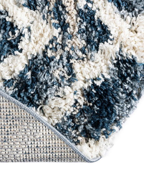 Blue 5' x 5' Hygge Shag Round Area Rug Thick Soft Touch Fluffy & Plush Shaggy Pile 100% Polypropylene With Jute Backing Modern Carpet for Sale at Rug Engine