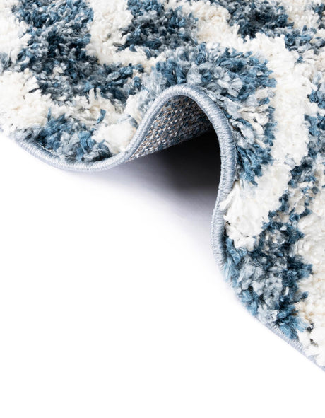 Blue 5' x 5' Hygge Shag Round Area Rug Thick Soft Touch Fluffy & Plush Shaggy Pile 100% Polypropylene With Jute Backing Modern Carpet for Sale at Rug Engine