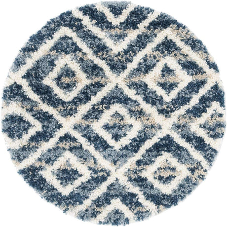 Blue 3' 3 x 3' 3 Hygge Shag Round Area Rug Thick Soft Touch Fluffy & Plush Shaggy Pile 100% Polypropylene With Jute Backing Modern Carpet for Sale at Rug Engine
