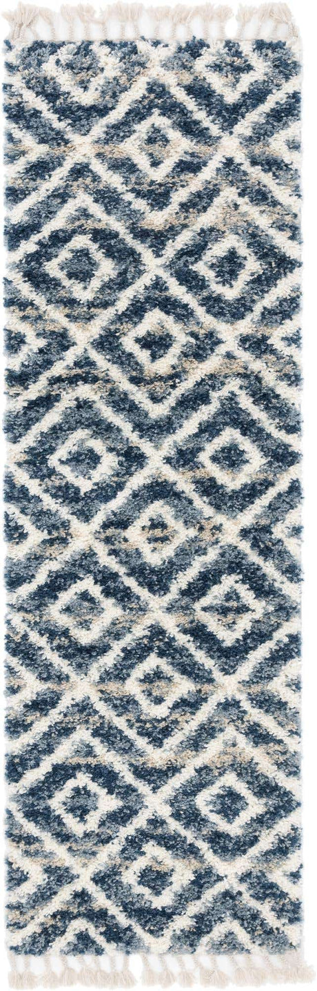 Blue 2' 7 x 8' 2 Hygge Shag Runner Area Rug Thick Soft Touch Fluffy & Plush Shaggy Pile 100% Polypropylene With Jute Backing Modern Carpet for Sale at Rug Engine