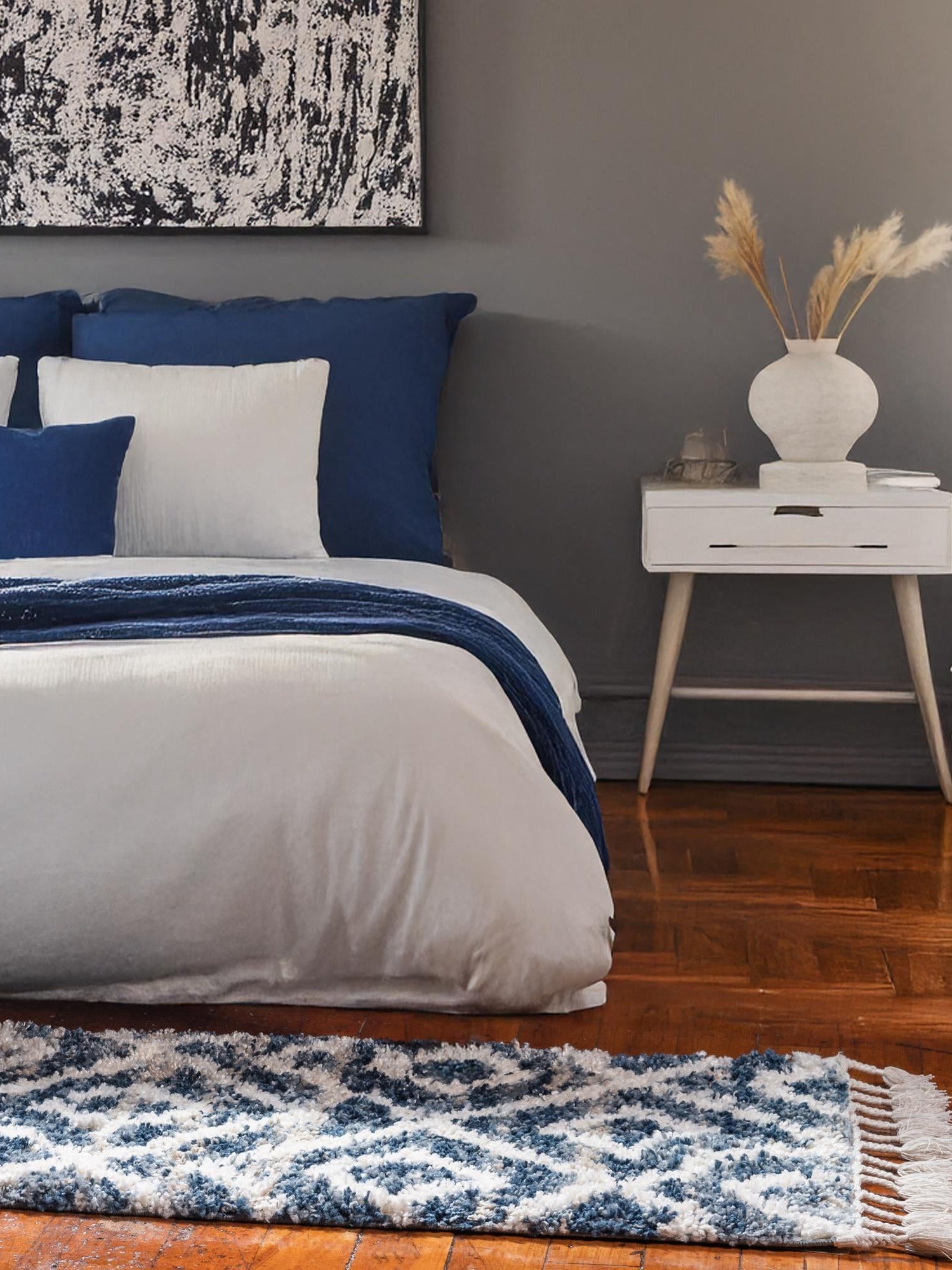Blue 2' 2 x 6' 1 Hygge Shag Runner Area Rug Thick Soft Touch Fluffy & Plush Shaggy Pile 100% Polypropylene With Jute Backing Modern Carpet for Sale at Rug Engine