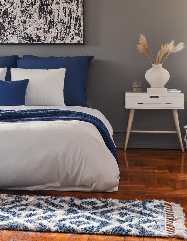 Blue 2' 2 x 6' 1 Hygge Shag Runner Area Rug Thick Soft Touch Fluffy & Plush Shaggy Pile 100% Polypropylene With Jute Backing Modern Carpet for Sale at Rug Engine