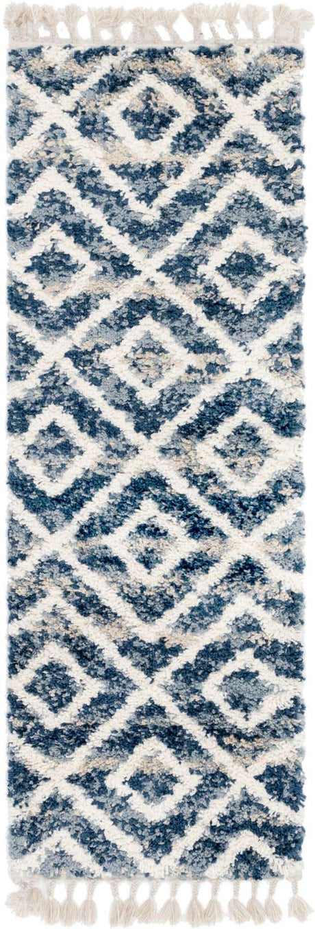 Blue 2' 2 x 6' 1 Hygge Shag Runner Area Rug Thick Soft Touch Fluffy & Plush Shaggy Pile 100% Polypropylene With Jute Backing Modern Carpet for Sale at Rug Engine