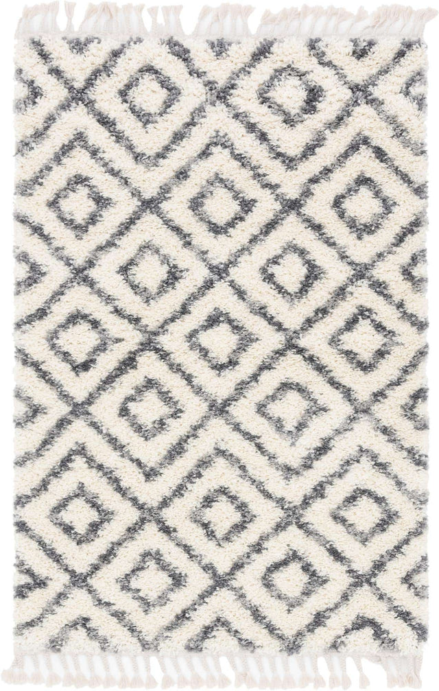 Ivory 4' 1 x 6' 1 Hygge Shag Rectangle Area Rug Thick Soft Touch Fluffy & Plush Shaggy Pile 100% Polypropylene With Jute Backing Modern Carpet for Sale at Rug Engine