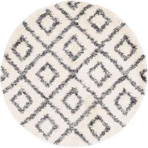Ivory 5' x 5' Hygge Shag Round Area Rug Thick Soft Touch Fluffy & Plush Shaggy Pile 100% Polypropylene With Jute Backing Modern Carpet for Sale at Rug Engine