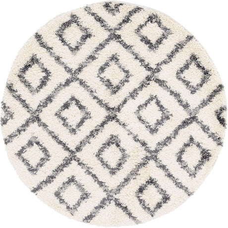 Ivory 5' x 5' Hygge Shag Round Area Rug Thick Soft Touch Fluffy & Plush Shaggy Pile 100% Polypropylene With Jute Backing Modern Carpet for Sale at Rug Engine