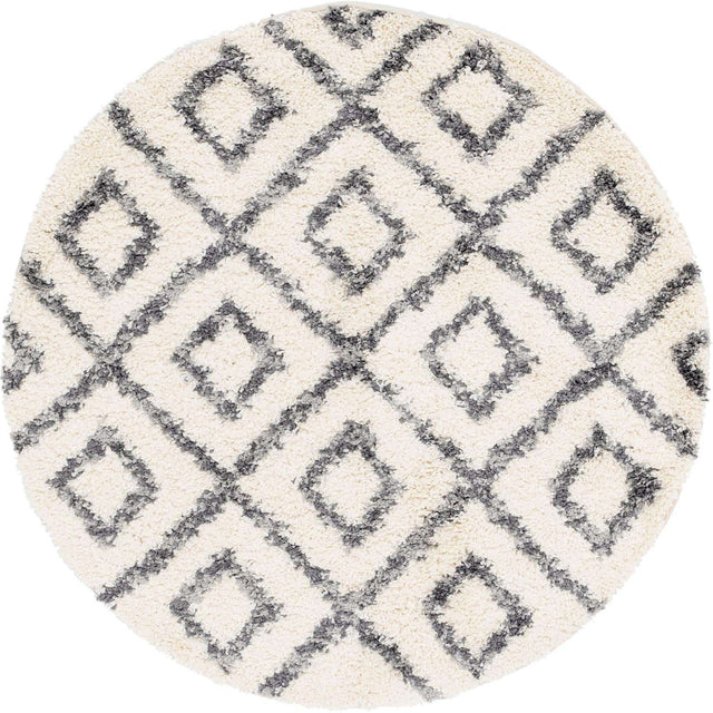 Ivory 5' x 5' Hygge Shag Round Area Rug Thick Soft Touch Fluffy & Plush Shaggy Pile 100% Polypropylene With Jute Backing Modern Carpet for Sale at Rug Engine