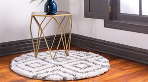 Ivory 5' x 5' Hygge Shag Round Area Rug Thick Soft Touch Fluffy & Plush Shaggy Pile 100% Polypropylene With Jute Backing Modern Carpet for Sale at Rug Engine