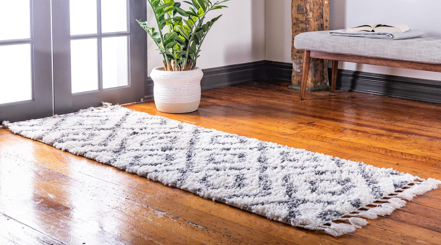 Ivory 2' 7 x 8' 2 Hygge Shag Runner Area Rug Thick Soft Touch Fluffy & Plush Shaggy Pile 100% Polypropylene With Jute Backing Modern Carpet for Sale at Rug Engine