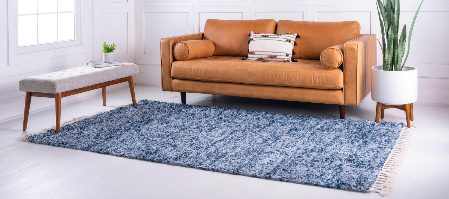 Blue 2' 2 x 3' 1 Hygge Shag Rectangle Area Rug Thick Soft Touch Fluffy & Plush Shaggy Pile 100% Polypropylene With Jute Backing Modern Carpet for Sale at Rug Engine