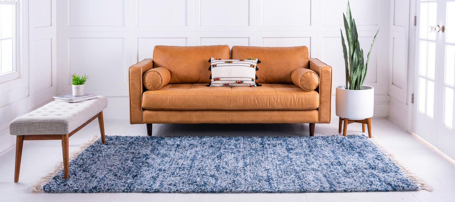 Blue 5' 1 x 8' Hygge Shag Rectangle Area Rug Thick Soft Touch Fluffy & Plush Shaggy Pile 100% Polypropylene With Jute Backing Modern Carpet for Sale at Rug Engine