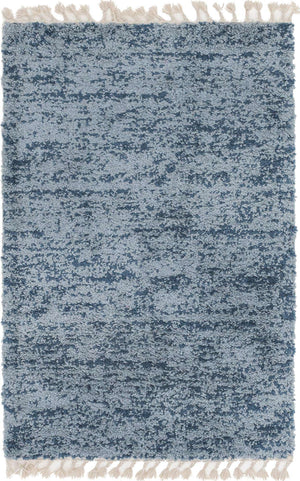 Blue 4' 1 x 6' 1 Hygge Shag Rectangle Area Rug Thick Soft Touch Fluffy & Plush Shaggy Pile 100% Polypropylene With Jute Backing Modern Carpet for Sale at Rug Engine