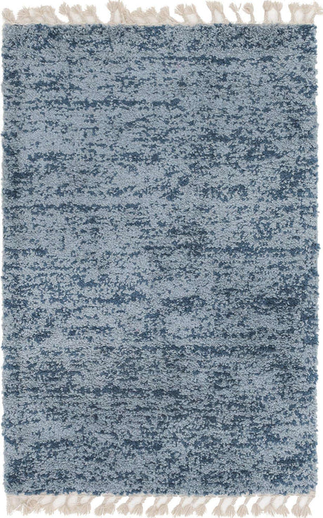 Blue 4' 1 x 6' 1 Hygge Shag Rectangle Area Rug Thick Soft Touch Fluffy & Plush Shaggy Pile 100% Polypropylene With Jute Backing Modern Carpet for Sale at Rug Engine