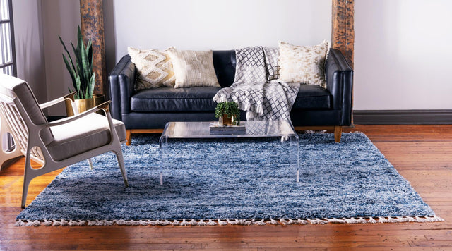 Blue 8' x 8' Hygge Shag Square Area Rug Thick Soft Touch Fluffy & Plush Shaggy Pile 100% Polypropylene With Jute Backing Modern Carpet for Sale at Rug Engine