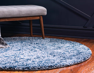 Blue 5' 1 x 5' 1 Hygge Shag Round Area Rug Thick Soft Touch Fluffy & Plush Shaggy Pile 100% Polypropylene With Jute Backing Modern Carpet for Sale at Rug Engine