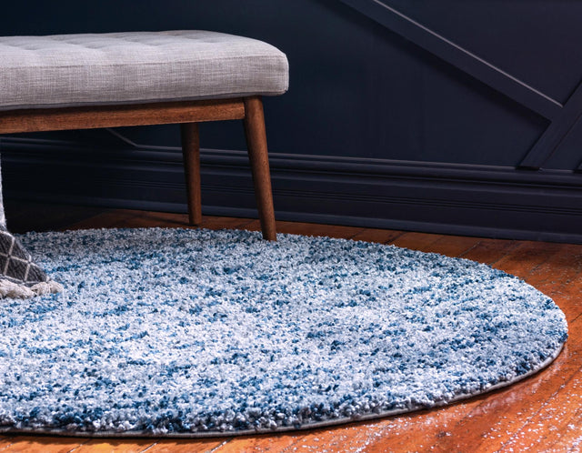 Blue 5' 1 x 5' 1 Hygge Shag Round Area Rug Thick Soft Touch Fluffy & Plush Shaggy Pile 100% Polypropylene With Jute Backing Modern Carpet for Sale at Rug Engine