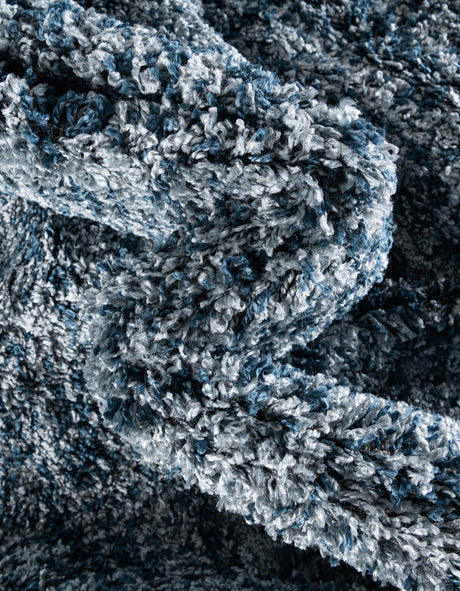 Blue 5' 1 x 5' 1 Hygge Shag Round Area Rug Thick Soft Touch Fluffy & Plush Shaggy Pile 100% Polypropylene With Jute Backing Modern Carpet for Sale at Rug Engine