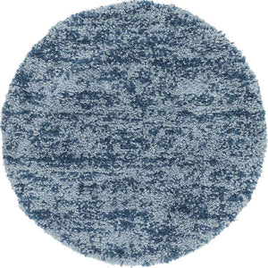 Blue 3' 3 x 3' 3 Hygge Shag Round Area Rug Thick Soft Touch Fluffy & Plush Shaggy Pile 100% Polypropylene With Jute Backing Modern Carpet for Sale at Rug Engine