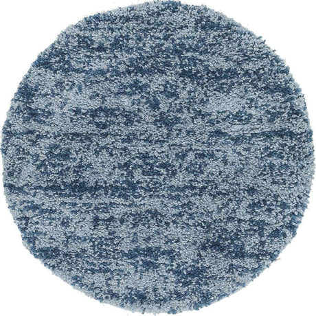 Blue 3' 3 x 3' 3 Hygge Shag Round Area Rug Thick Soft Touch Fluffy & Plush Shaggy Pile 100% Polypropylene With Jute Backing Modern Carpet for Sale at Rug Engine