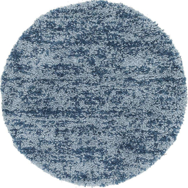 Blue 3' 3 x 3' 3 Hygge Shag Round Area Rug Thick Soft Touch Fluffy & Plush Shaggy Pile 100% Polypropylene With Jute Backing Modern Carpet for Sale at Rug Engine