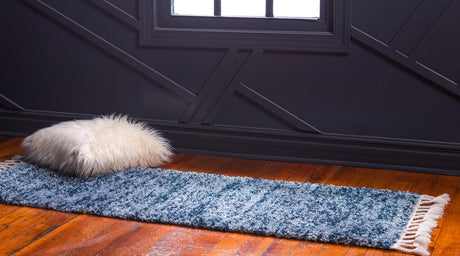 Blue 2' 7 x 8' 2 Hygge Shag Runner Area Rug Thick Soft Touch Fluffy & Plush Shaggy Pile 100% Polypropylene With Jute Backing Modern Carpet for Sale at Rug Engine