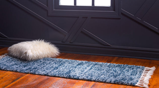 Blue 2' 2 x 6' 1 Hygge Shag Runner Area Rug Thick Soft Touch Fluffy & Plush Shaggy Pile 100% Polypropylene With Jute Backing Modern Carpet for Sale at Rug Engine