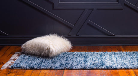 Blue 2' 7 x 8' 2 Hygge Shag Runner Area Rug Thick Soft Touch Fluffy & Plush Shaggy Pile 100% Polypropylene With Jute Backing Modern Carpet for Sale at Rug Engine