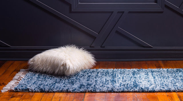 Blue 2' 2 x 6' 1 Hygge Shag Runner Area Rug Thick Soft Touch Fluffy & Plush Shaggy Pile 100% Polypropylene With Jute Backing Modern Carpet for Sale at Rug Engine