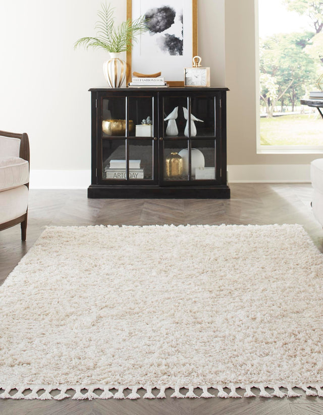 Ivory 3' 3 x 5' 3 Hygge Shag Rectangle Area Rug Thick Soft Touch Fluffy & Plush Shaggy Pile 100% Polypropylene With Jute Backing Modern Carpet for Sale at Rug Engine