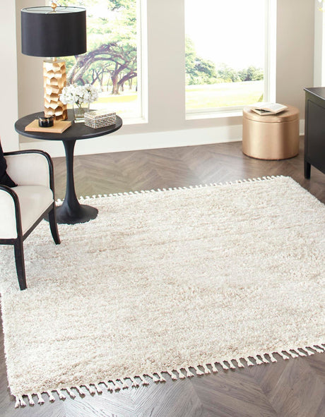 Ivory 8' x 8' Hygge Shag Square Area Rug Thick Soft Touch Fluffy & Plush Shaggy Pile 100% Polypropylene With Jute Backing Modern Carpet for Sale at Rug Engine