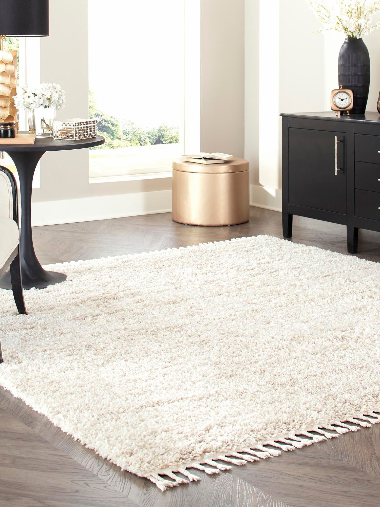 Ivory 8' x 8' Hygge Shag Square Area Rug Thick Soft Touch Fluffy & Plush Shaggy Pile 100% Polypropylene With Jute Backing Modern Carpet for Sale at Rug Engine