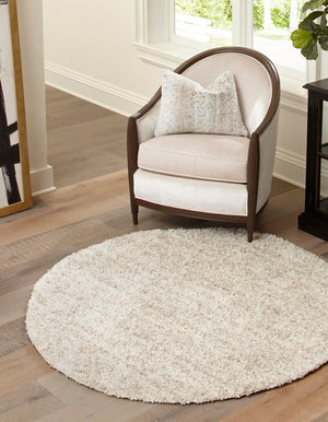 Ivory 10' x 10' Hygge Shag Round Area Rug Thick Soft Touch Fluffy & Plush Shaggy Pile 100% Polypropylene With Jute Backing Modern Carpet for Sale at Rug Engine