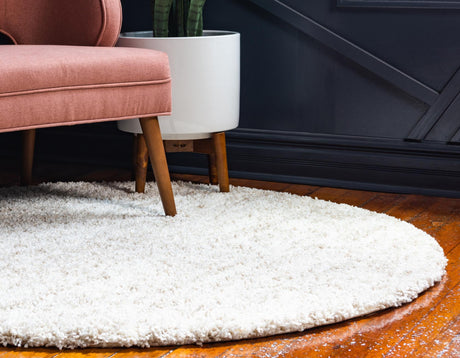Ivory 7' 1 x 7' 1 Hygge Shag Round Area Rug Thick Soft Touch Fluffy & Plush Shaggy Pile 100% Polypropylene With Jute Backing Modern Carpet for Sale at Rug Engine