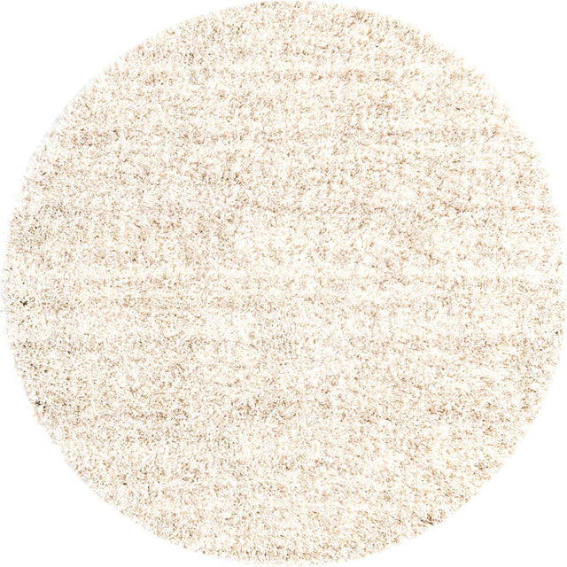 Ivory 5' x 5' Hygge Shag Round Area Rug Thick Soft Touch Fluffy & Plush Shaggy Pile 100% Polypropylene With Jute Backing Modern Carpet for Sale at Rug Engine