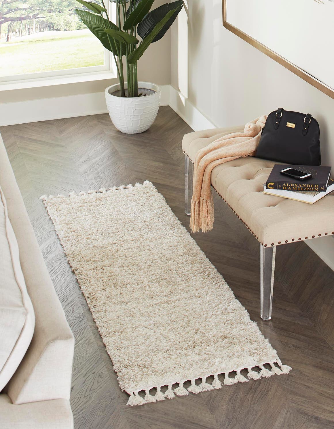 Ivory 2' 7 x 12' Hygge Shag Runner Area Rug Thick Soft Touch Fluffy & Plush Shaggy Pile 100% Polypropylene With Jute Backing Modern Carpet for Sale at Rug Engine
