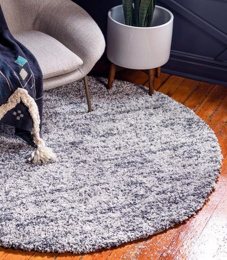 Gray 5' x 5' Hygge Shag Round Area Rug Thick Soft Touch Fluffy & Plush Shaggy Pile 100% Polypropylene With Jute Backing Modern Carpet for Sale at Rug Engine