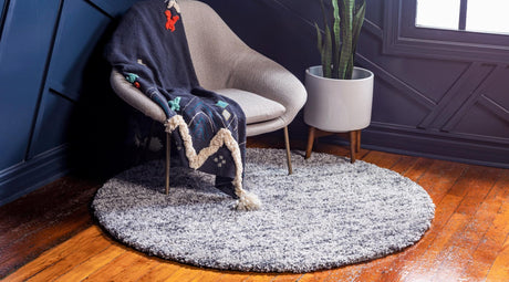 Gray 5' x 5' Hygge Shag Round Area Rug Thick Soft Touch Fluffy & Plush Shaggy Pile 100% Polypropylene With Jute Backing Modern Carpet for Sale at Rug Engine