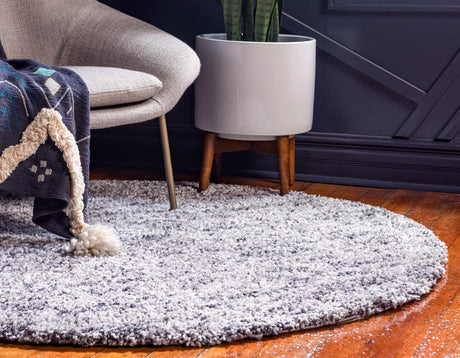 Gray 5' x 5' Hygge Shag Round Area Rug Thick Soft Touch Fluffy & Plush Shaggy Pile 100% Polypropylene With Jute Backing Modern Carpet for Sale at Rug Engine