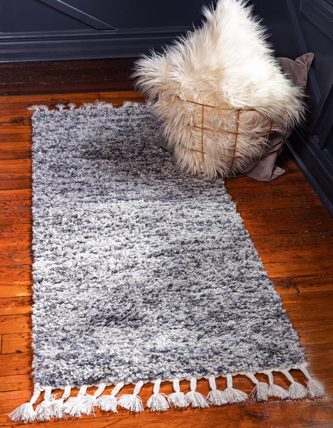 Gray 2' 7 x 8' 2 Hygge Shag Runner Area Rug Thick Soft Touch Fluffy & Plush Shaggy Pile 100% Polypropylene With Jute Backing Modern Carpet for Sale at Rug Engine