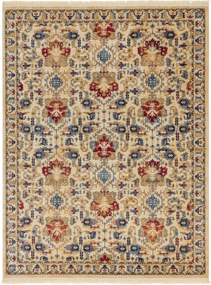 Ivory 9' x 12' District Rectangle Area Rug 100% Polypropylene Easy Clean Stain Resistant Traditional Pattern Classic Carpet for Indoor Dining Living Office for Sale at Rug Engine