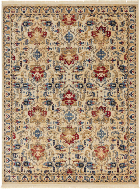 Ivory 9' x 12' District Rectangle Area Rug 100% Polypropylene Easy Clean Stain Resistant Traditional Pattern Classic Carpet for Indoor Dining Living Office for Sale at Rug Engine